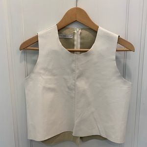 Bishop+Young White faux leather high neck crop top